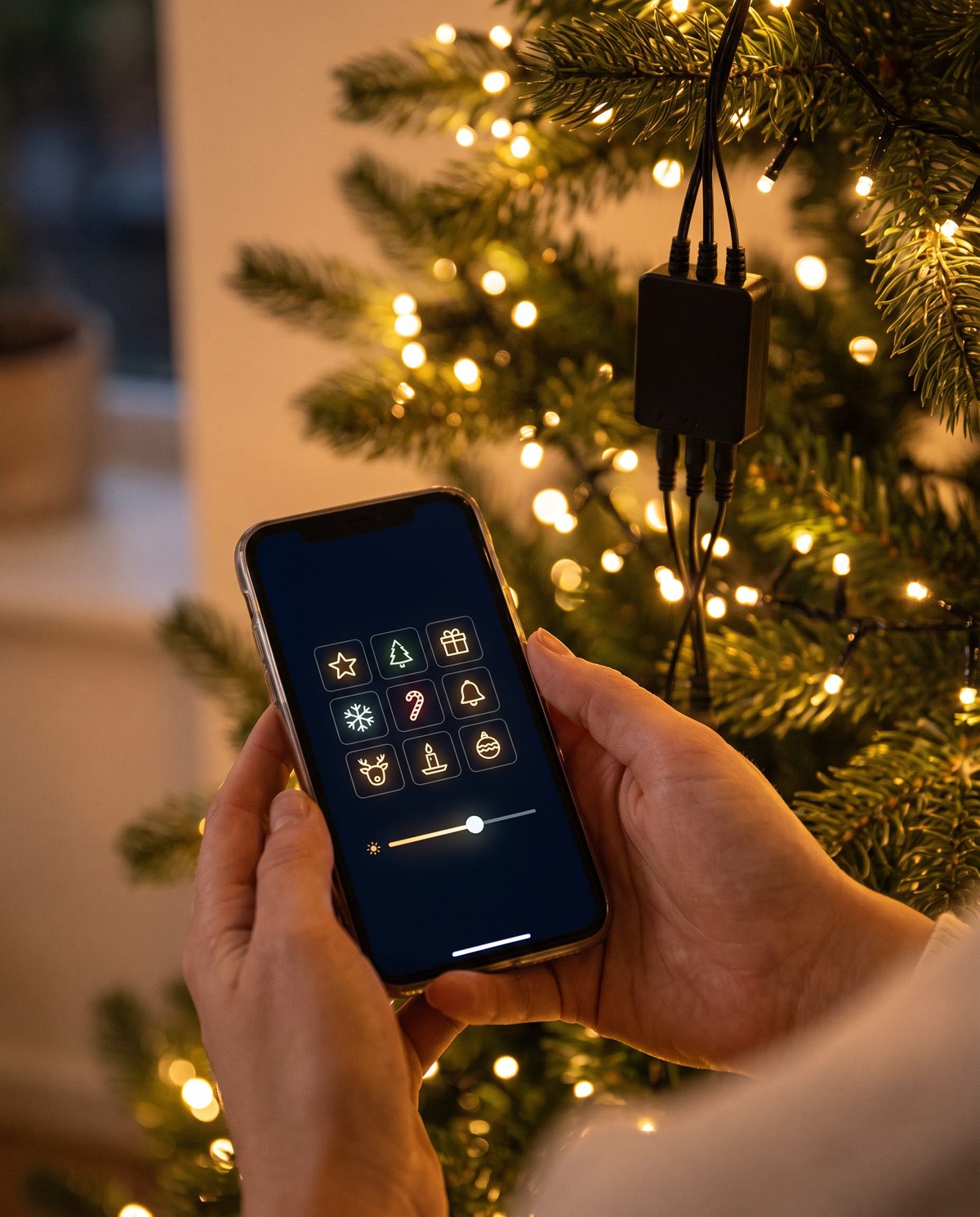 The MerryGlow controller and app, mid-setup